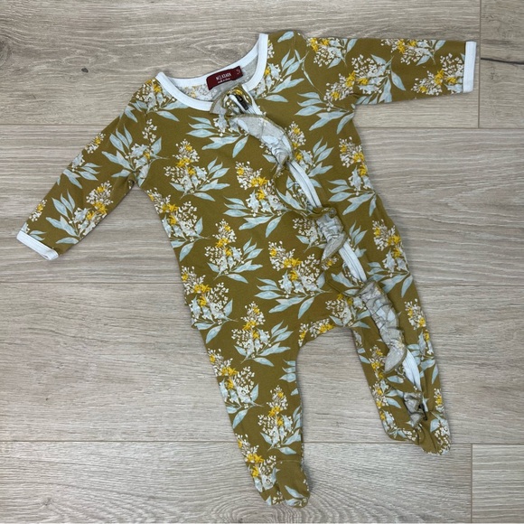 Milkbarn Gold Floral Organic Cotton Footed Romper - Picture 1 of 13